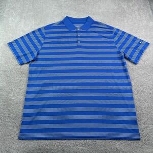 Nike Golf Polo Shirt Mens 2XL XXL Blue Stripes Tour Performance Dri Fit Wicking